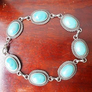 {Vintage} Silver and Turquoise Choker Necklace!